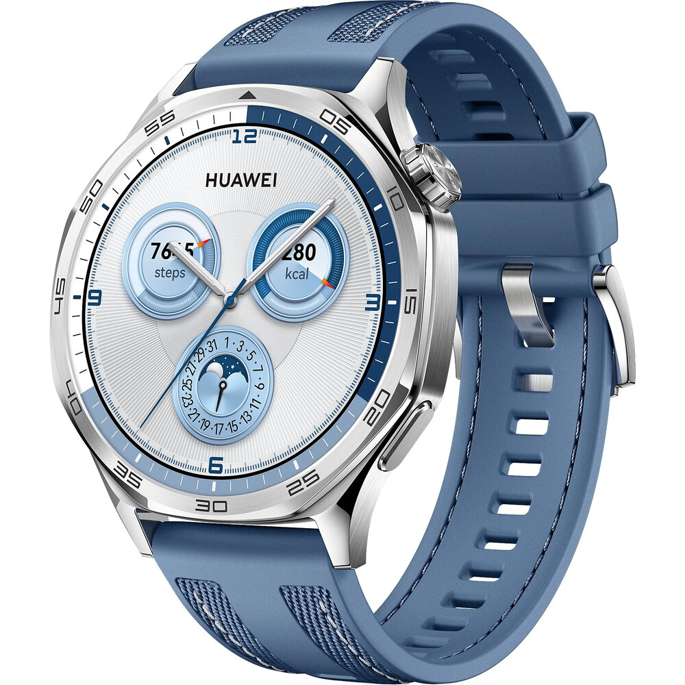 HUAWEI Watch GT 5 okosóra, kék szőtt szilikon szíj, 46mm